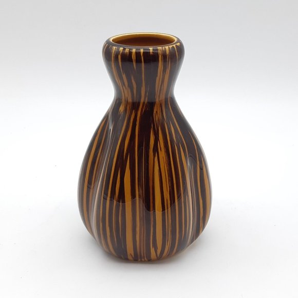 Sarreguemines Brown Vase Domino Pattern From France - Picture 7 of 11